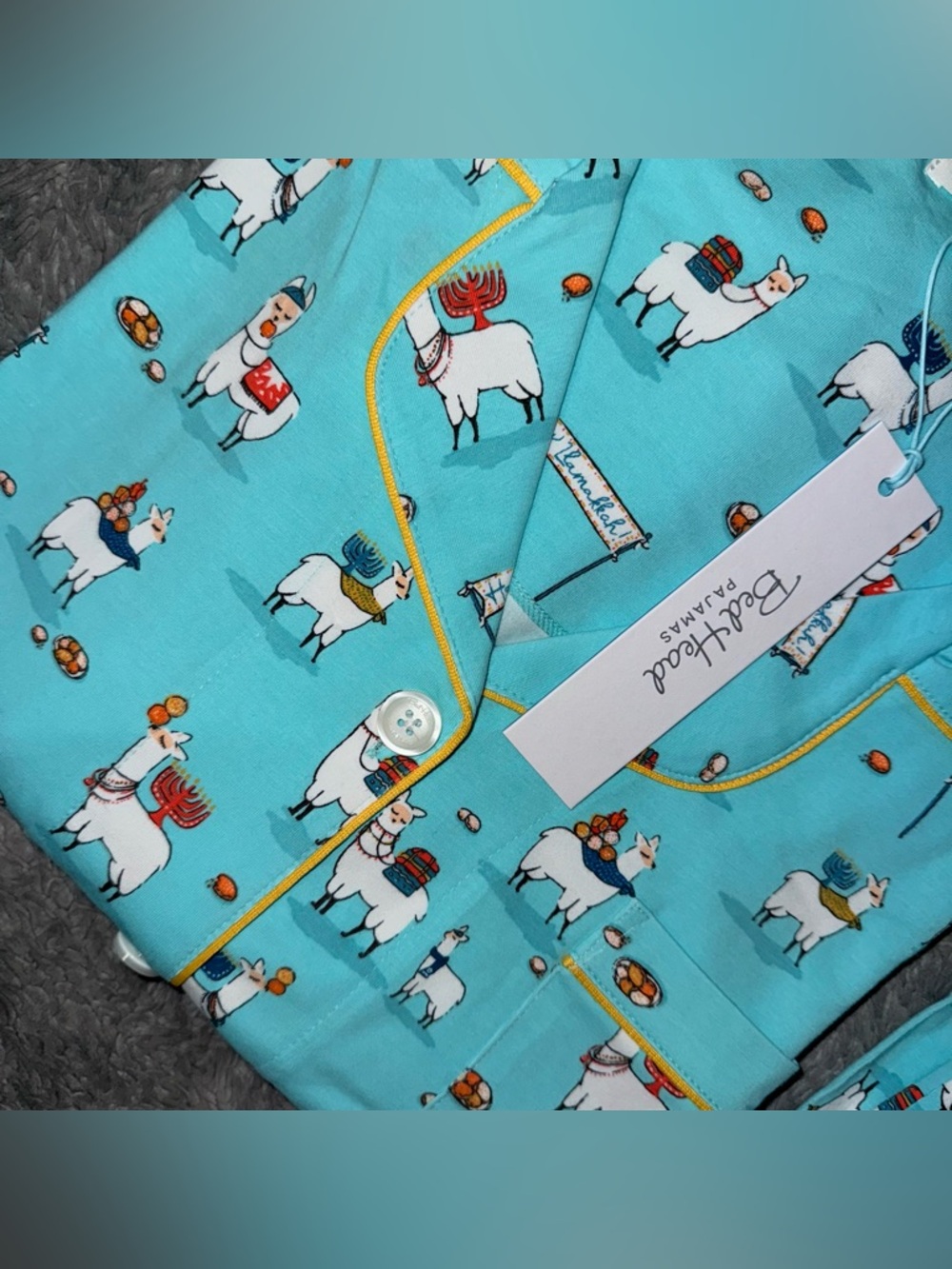 BEDHEAD PAJAMAS ORGANIC COTTON LONG SLEEVE CLASSIC PJ SET HAPPY LLAMAKKAH - Picture 3 of 6